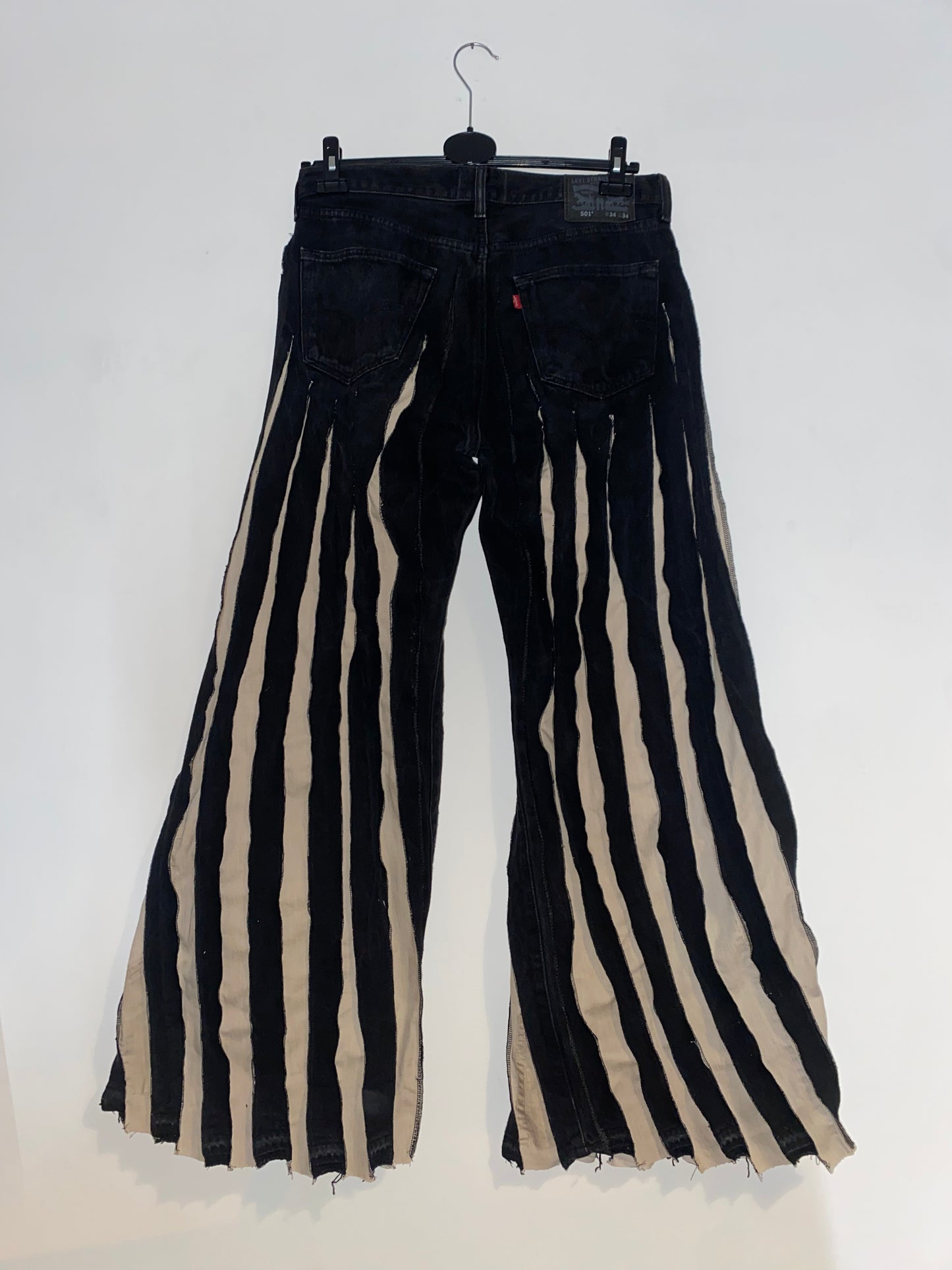 Black/cream lines denim